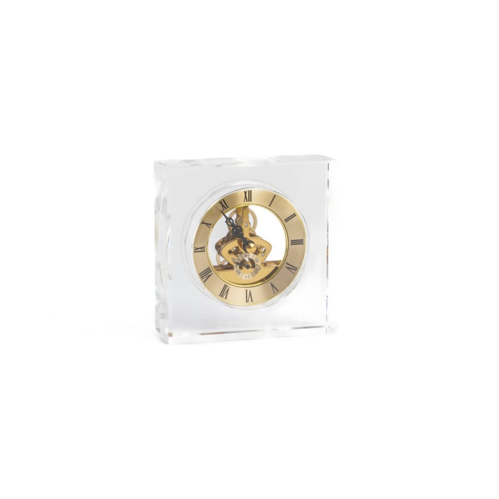 Clear Crystal Block Skeleton Desk Clock