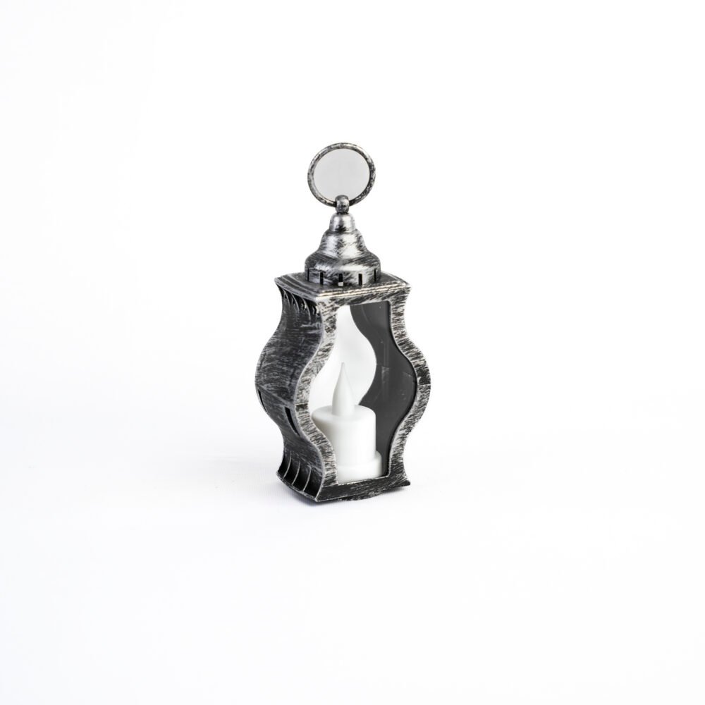 Vintage Rustic Silver Curved LED Lantern