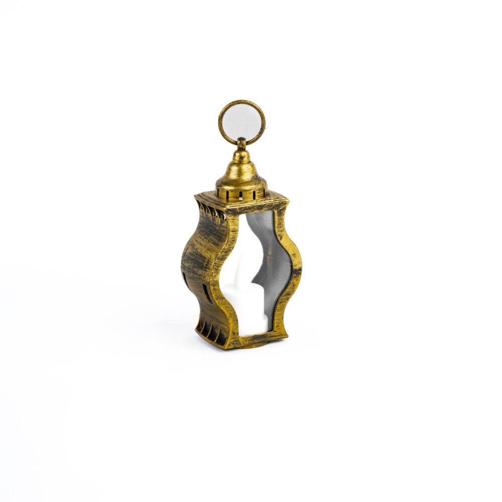 Vintage Rustic Gold Curved LED Lantern