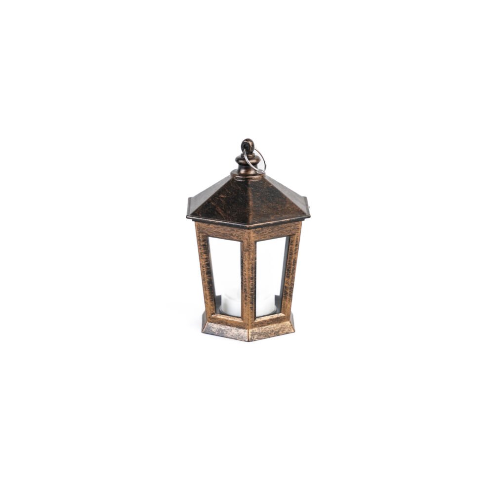 Mini Rustic Gold Hexagon LED Lantern