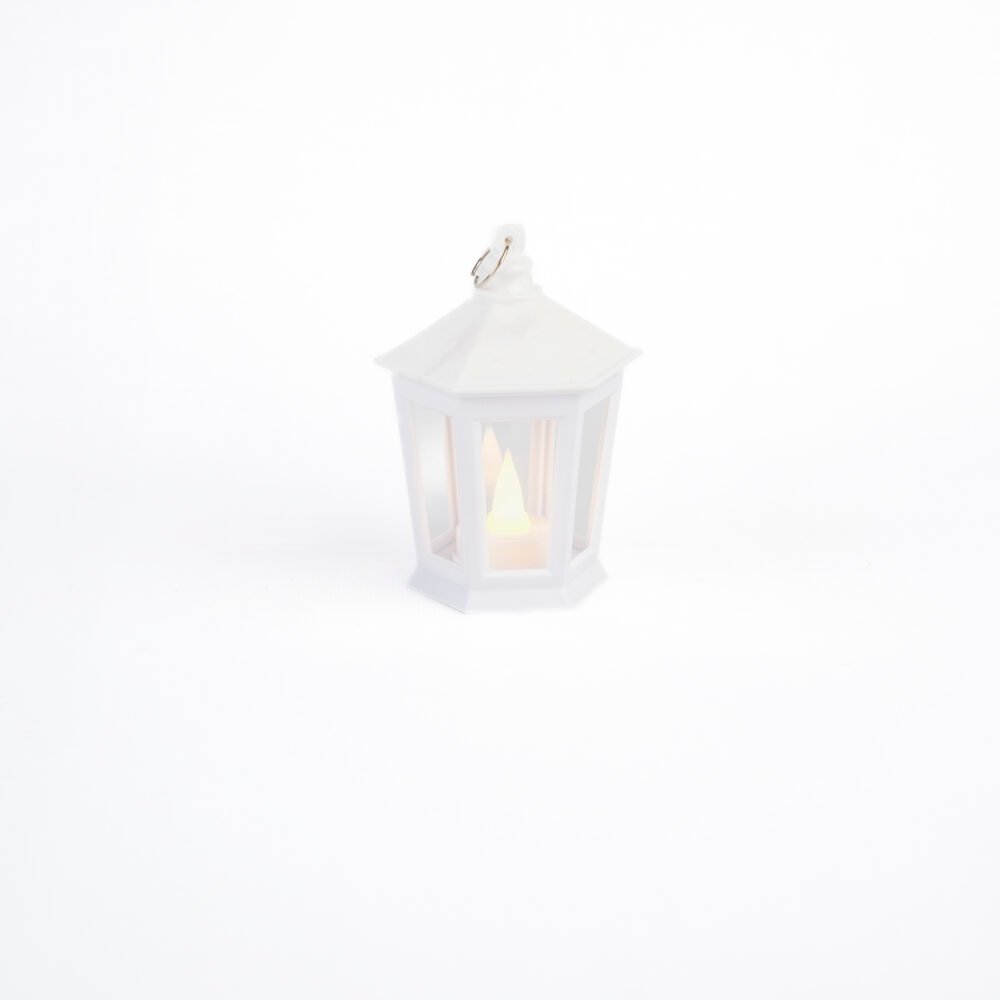 Mini White Hexagon LED Lantern