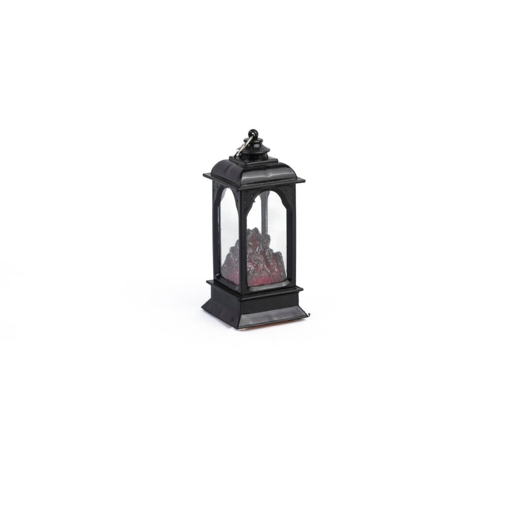 Rustic Black Square Flame Lantern