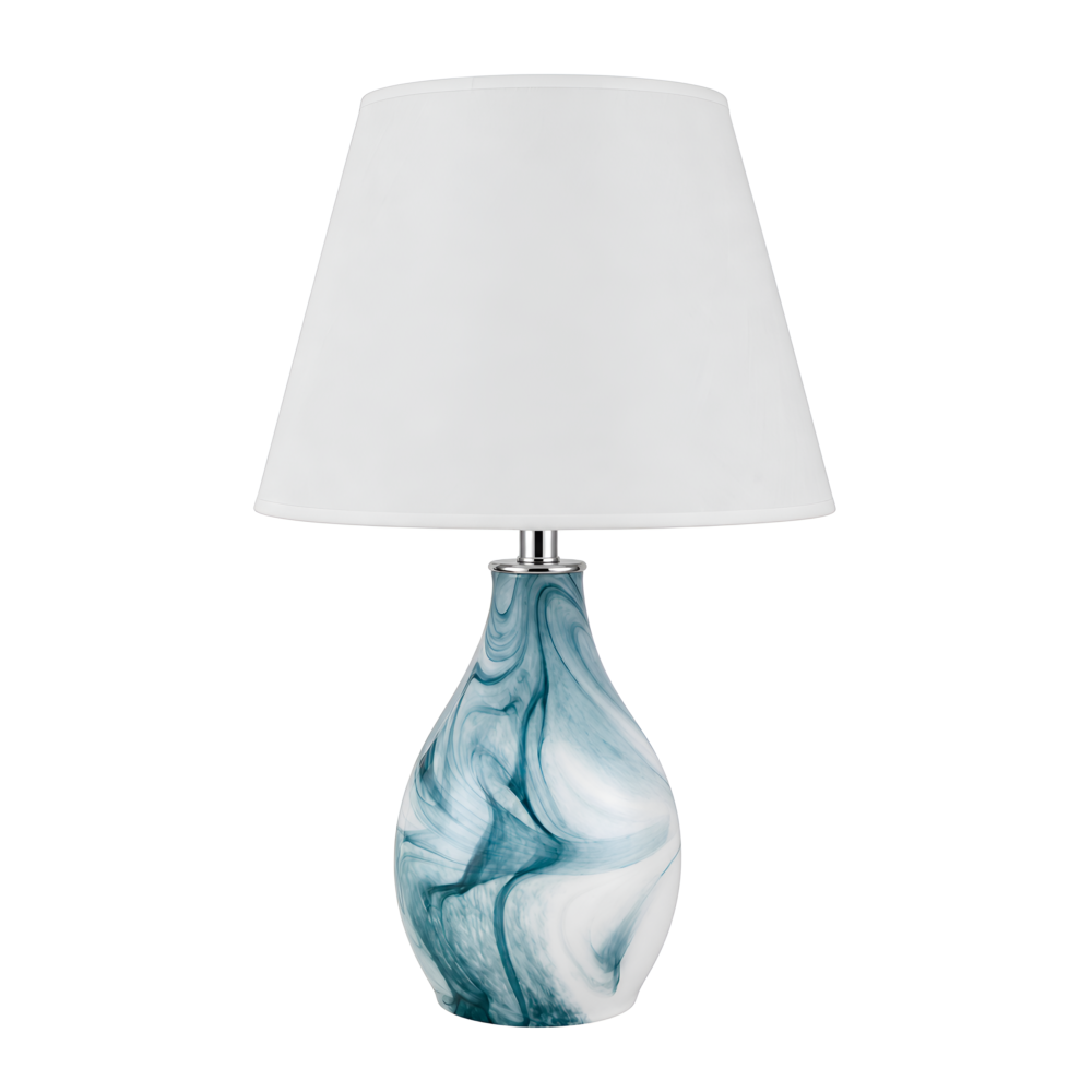 Swirled Ceramic Table Lamp - Ocean Blue Swirls