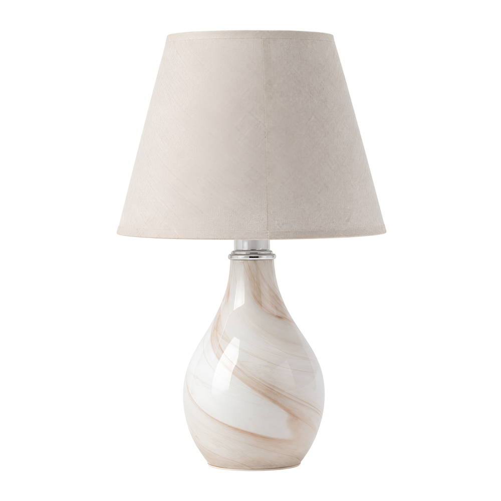 Swirled Ceramic Table Lamp - White / Cream Swirls