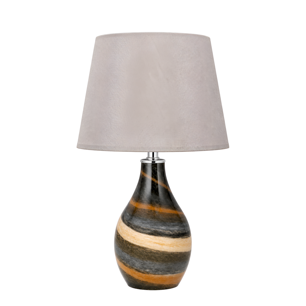 Swirled Ceramic Table Lamp - Brown / Black / Cream Swirls