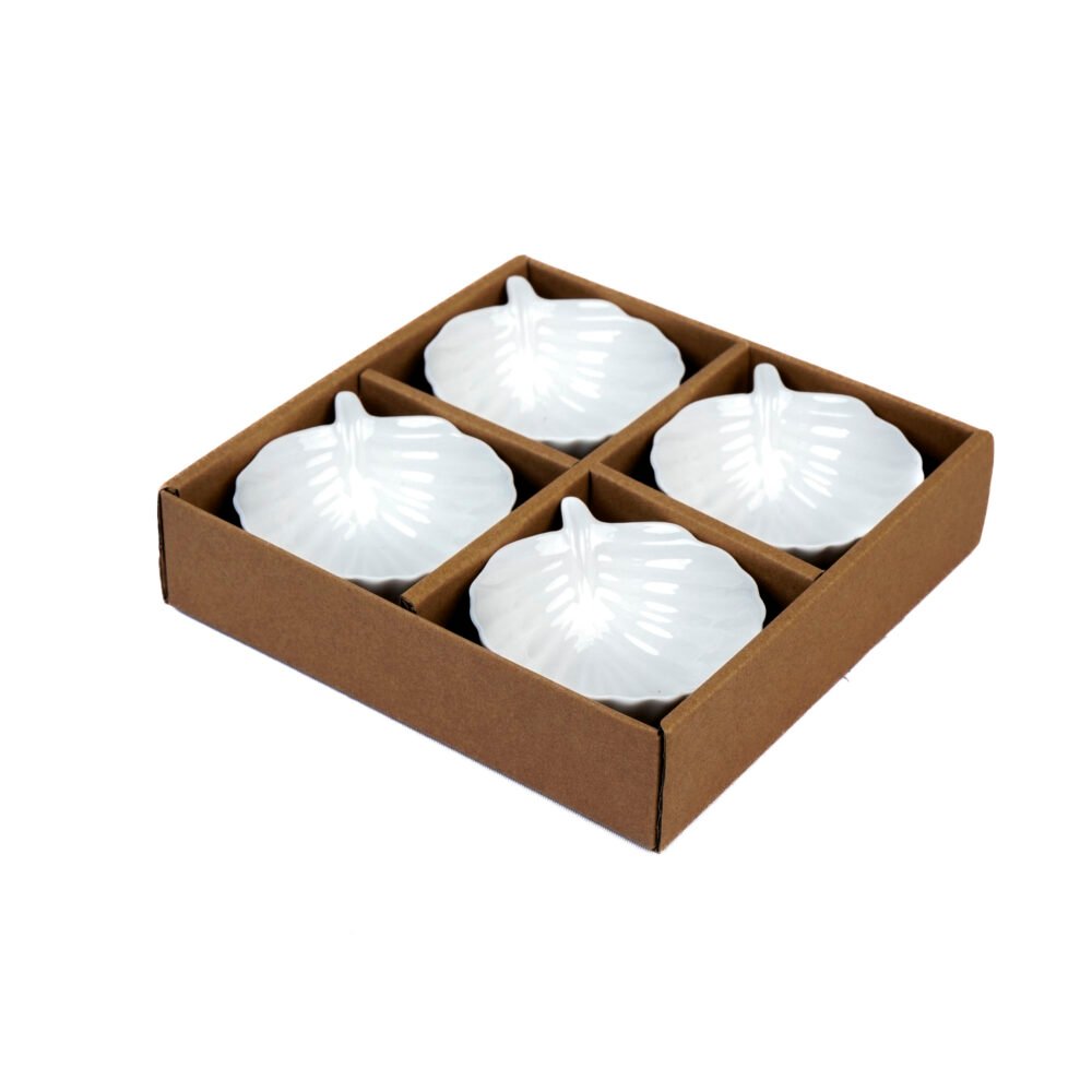 Embossed Monstera Leaf Mini Bowls - Set Of 4