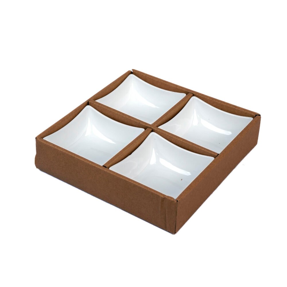Curved Square Ceramic Mini Bowls - Set Of 4