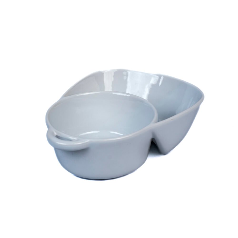 2-Section Ceramic Chip & Dip Bowl