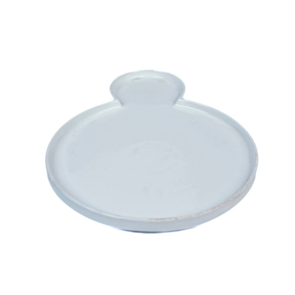 Ceramic Snack Plate with Built-In Sauce Well / Single-Serve Chip & Dip Tray