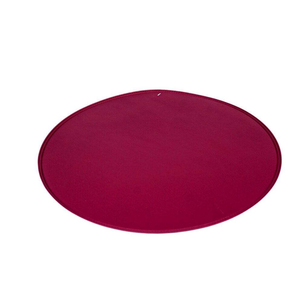 Premium Round Leatherette Dining Placemat - Burgundy Red