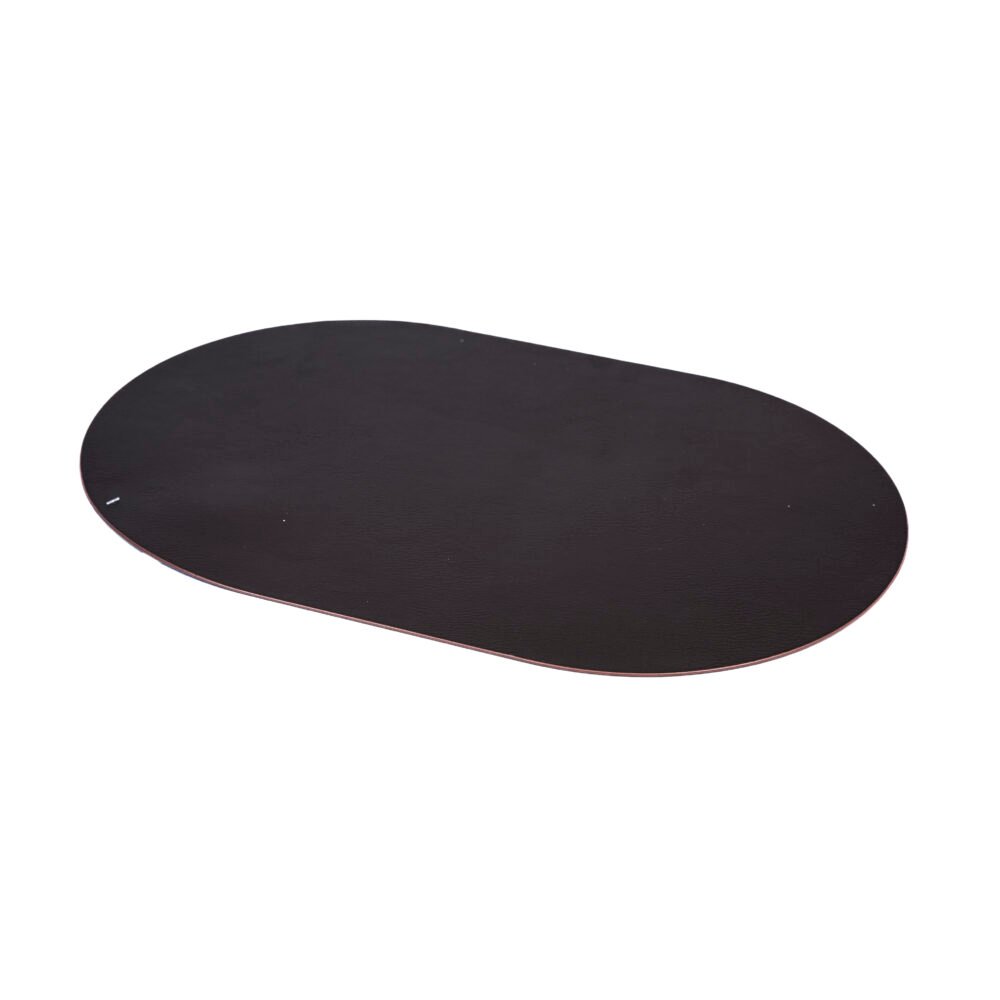 Vintage Textured Oval Faux-Leather Dining Placemat - Brown With a Subtle Grain.