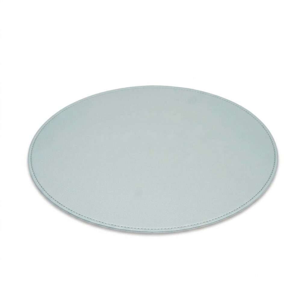 Premium Round Leatherette Dining Placemat - Teal Blue