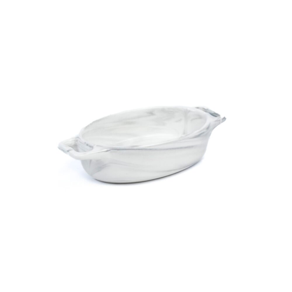 Marble-Effect Oval Ceramic Baking & Serving Dish