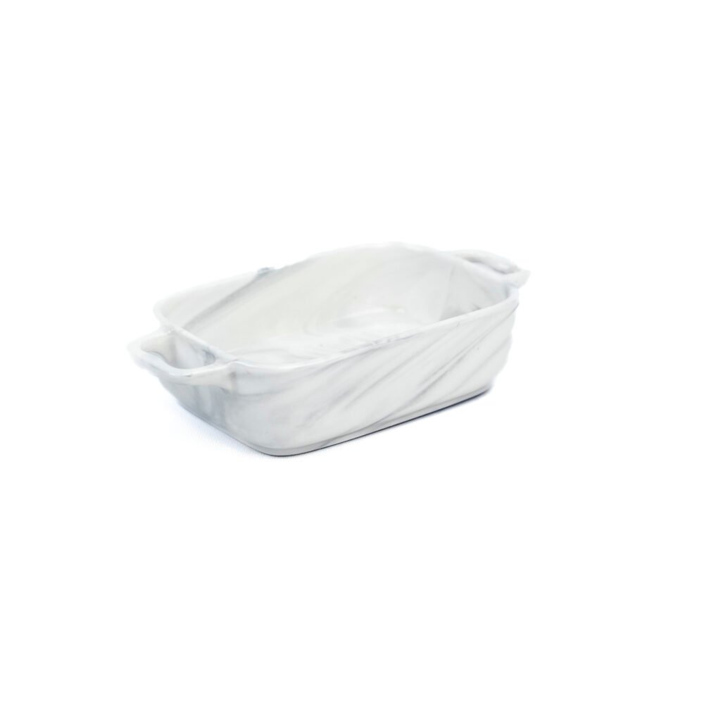 Marble-Effect Rectangular Ceramic Baking & Serving Dish