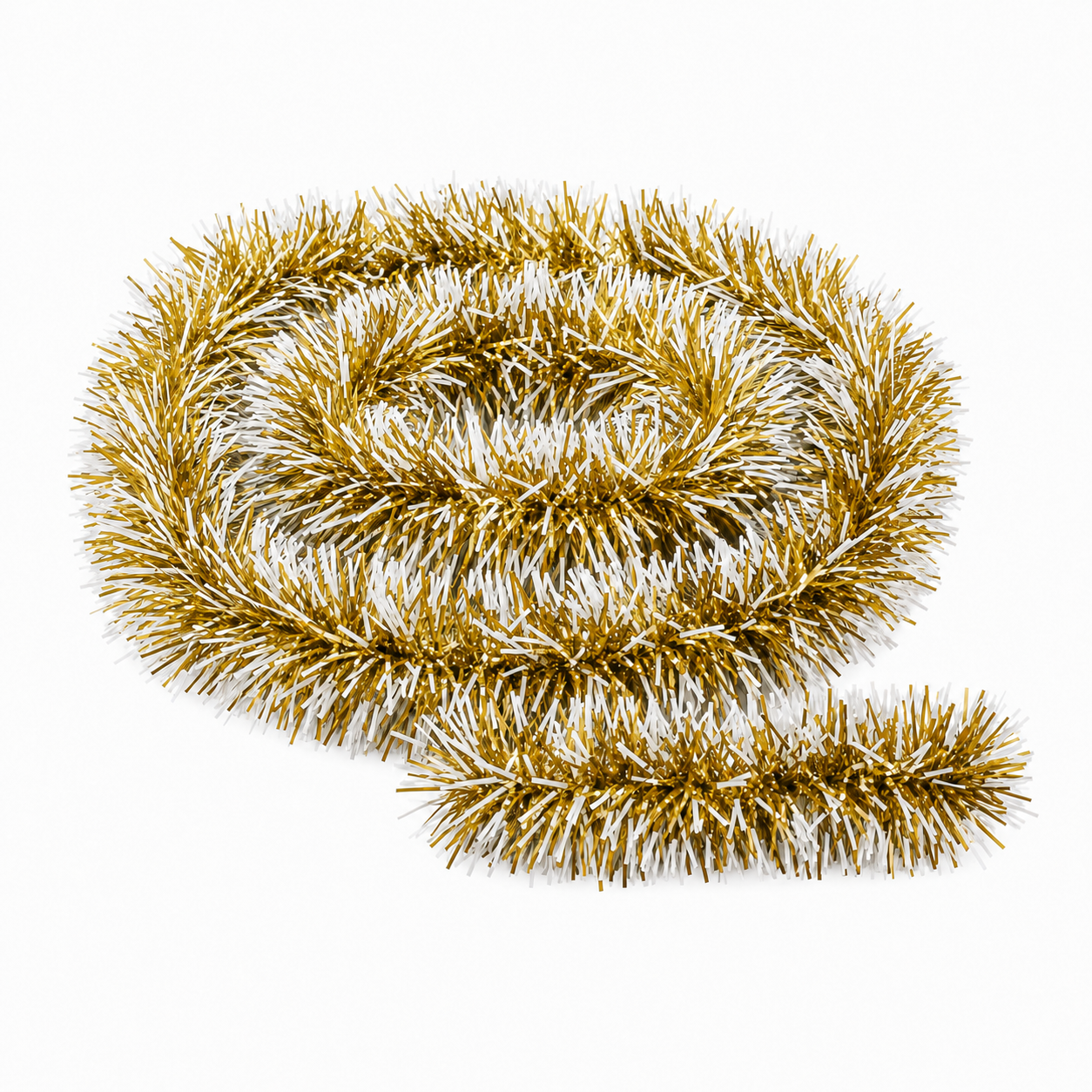 Sparkling Gold & White Frost-Tipped Metallic Christmas Streamer (2m)