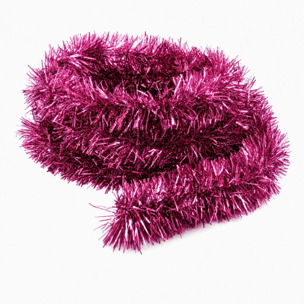 Vibrant Solid Metallic Magenta Pink Christmas Streamer (2m)