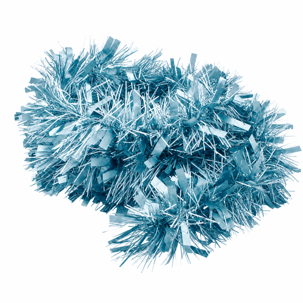 Radiant Ice Blue Chunky Ribbon Tinsel Christmas Streamer (2m)