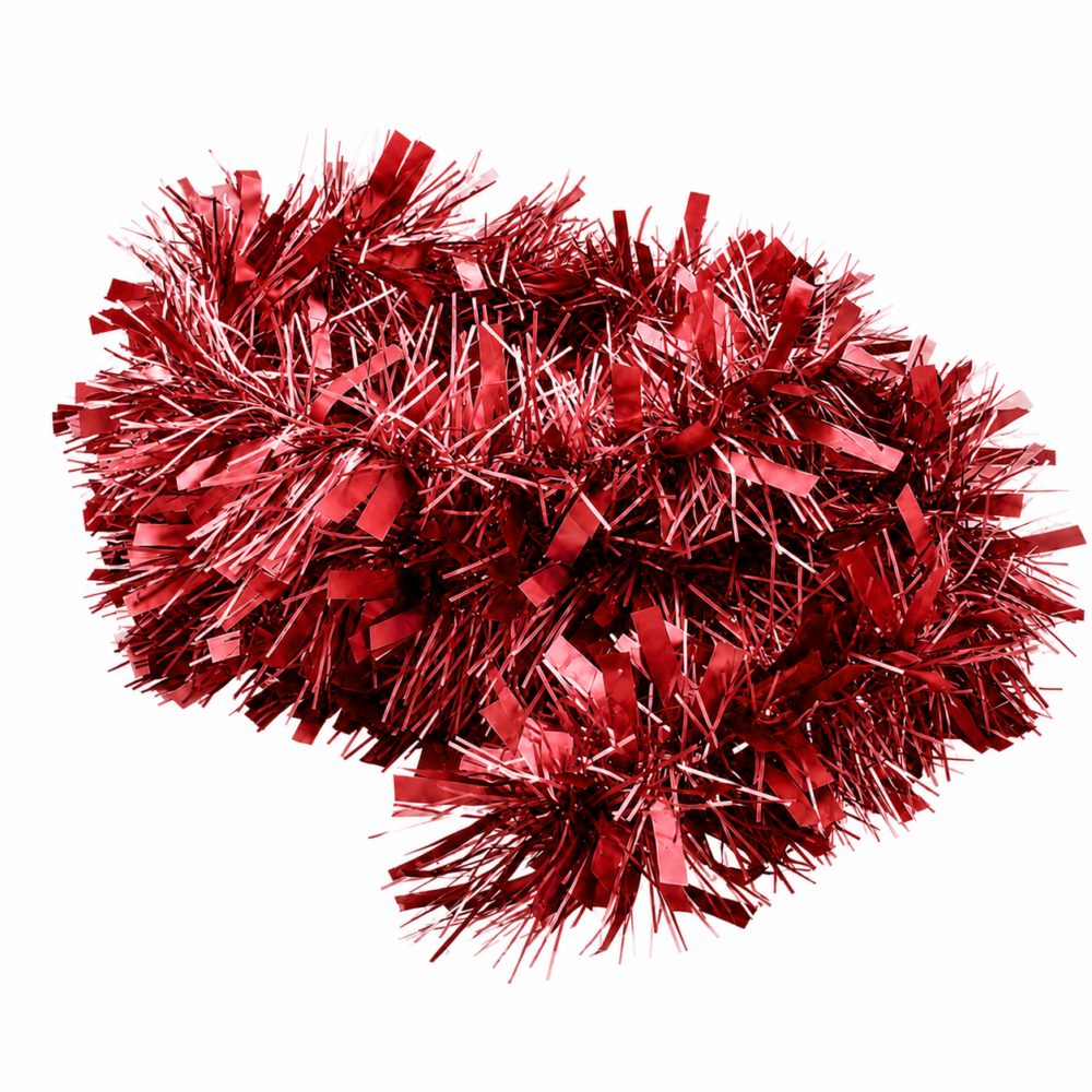 Vibrant Crimson Red Chunky Ribbon Tinsel Christmas Streamer (2m)
