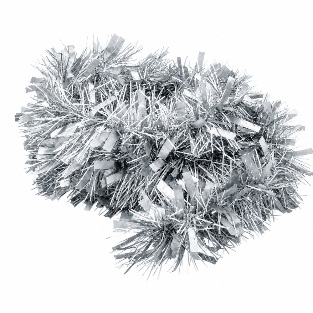 Sparkling Silver Chunky Ribbon Tinsel Christmas Streamer (2m)