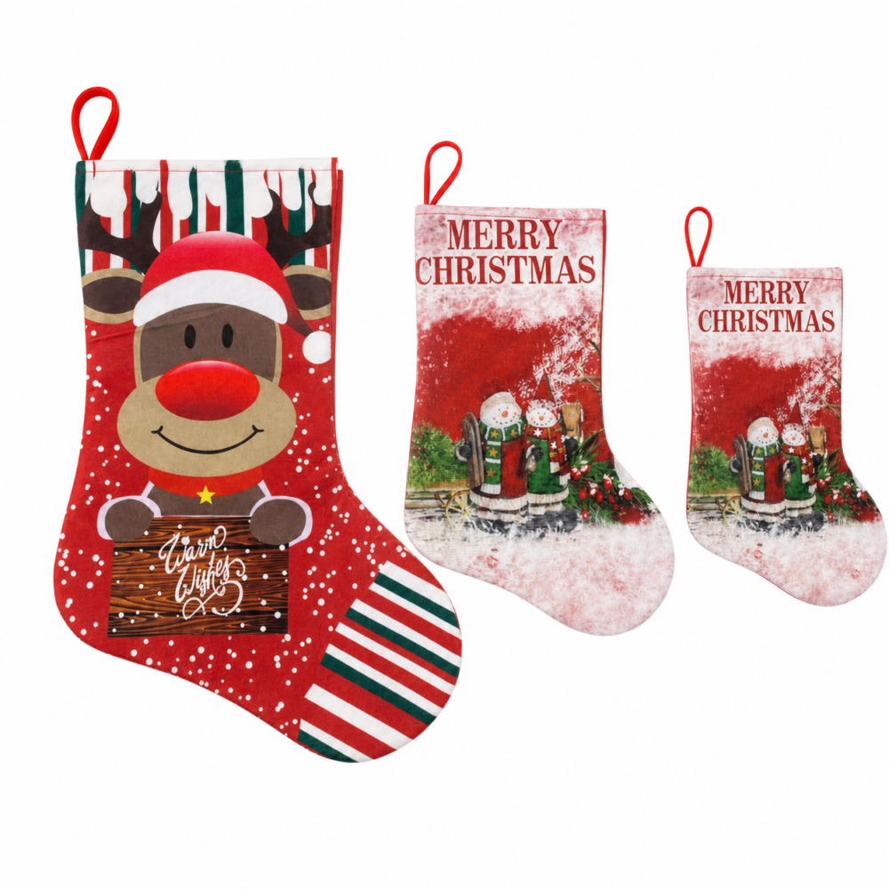 Vintage Snowman "Merry Christmas" Christmas Stocking (Available in 3 Sizes)