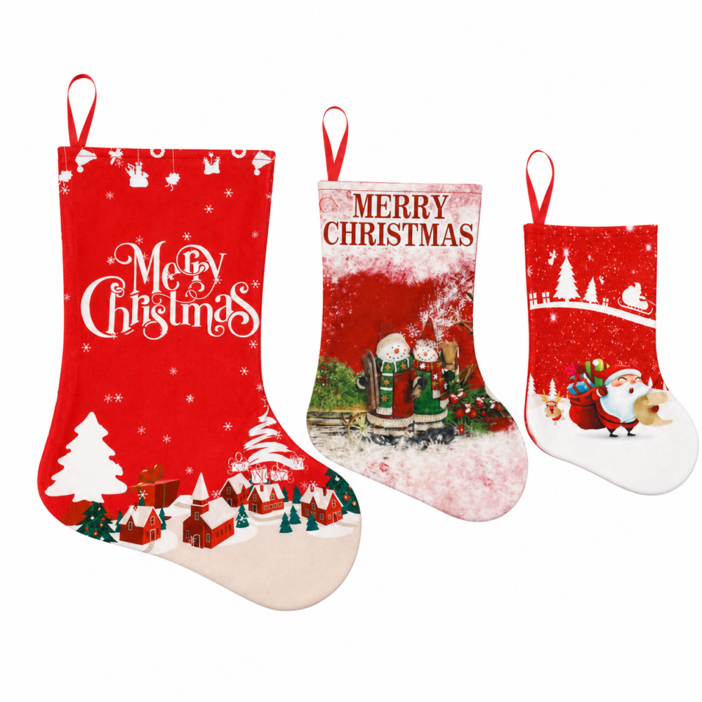 Snowy Village "Merry Christmas" Christmas Stocking (Available in 3 Sizes)