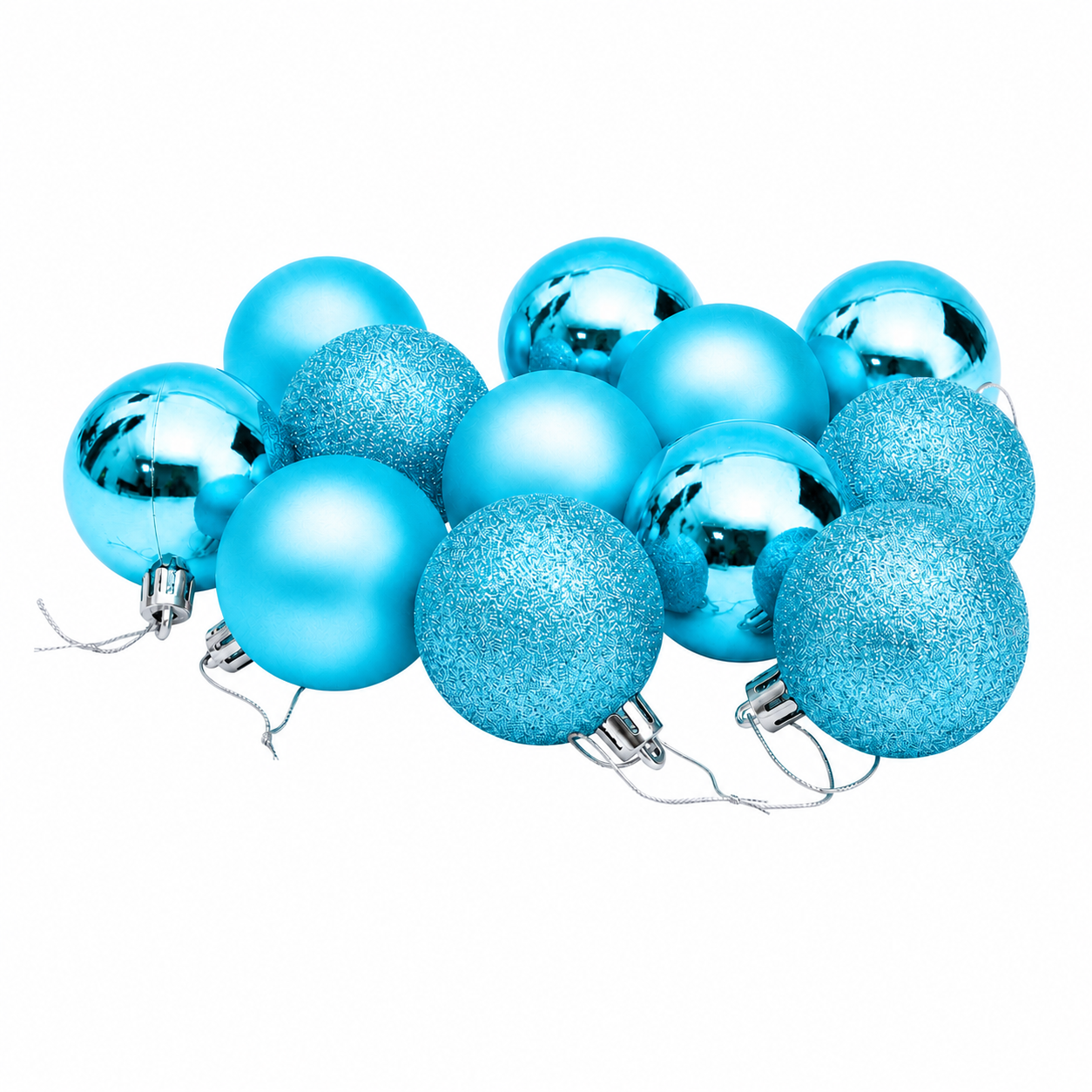 Vibrant Sky Blue Christmas Tree Baubles Set (6 cm - Pack of 12)