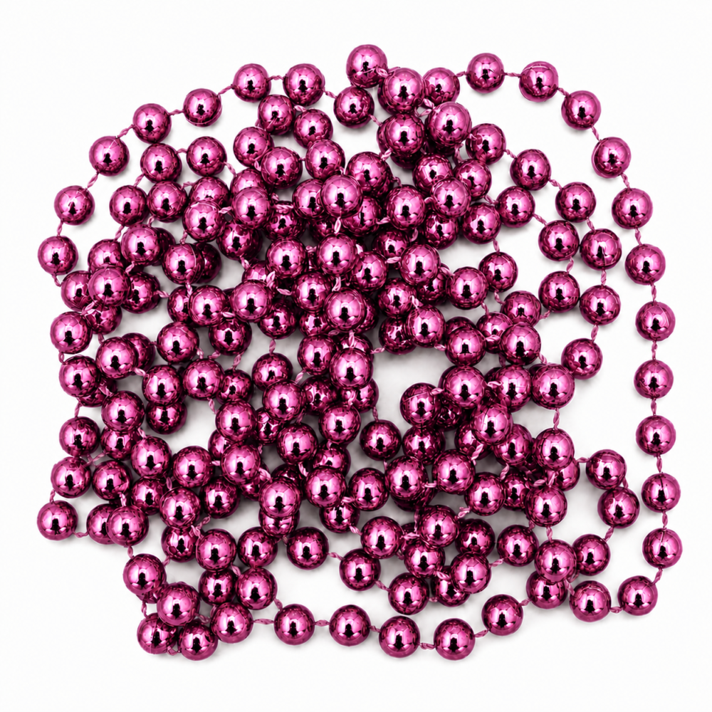 Vibrant Metallic Dark Pink & Magenta Christmas Tree Bead Garland (2.5m Strand)