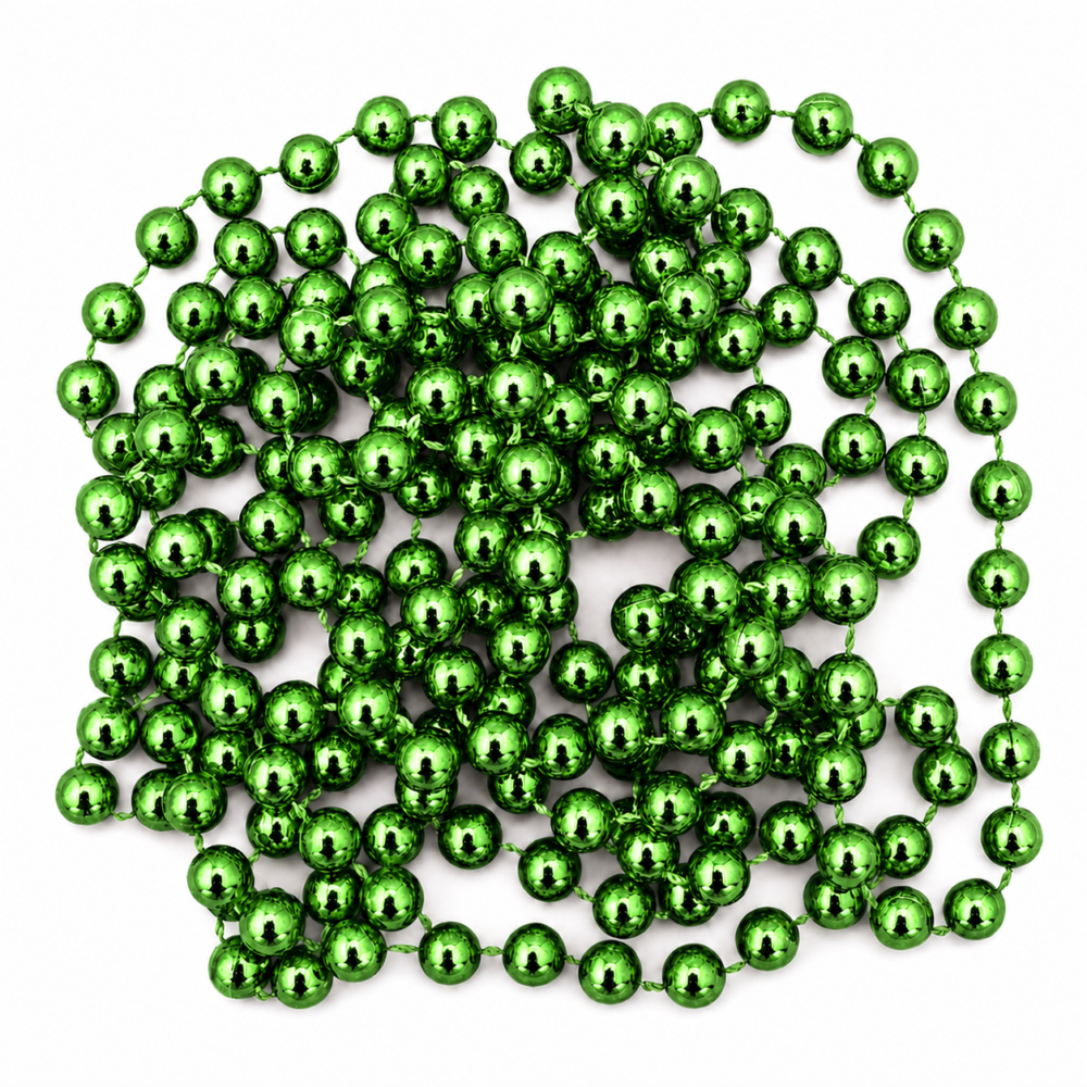 Vibrant Metallic Emerald Green Christmas Tree Bead Garland (2.5m Strand)