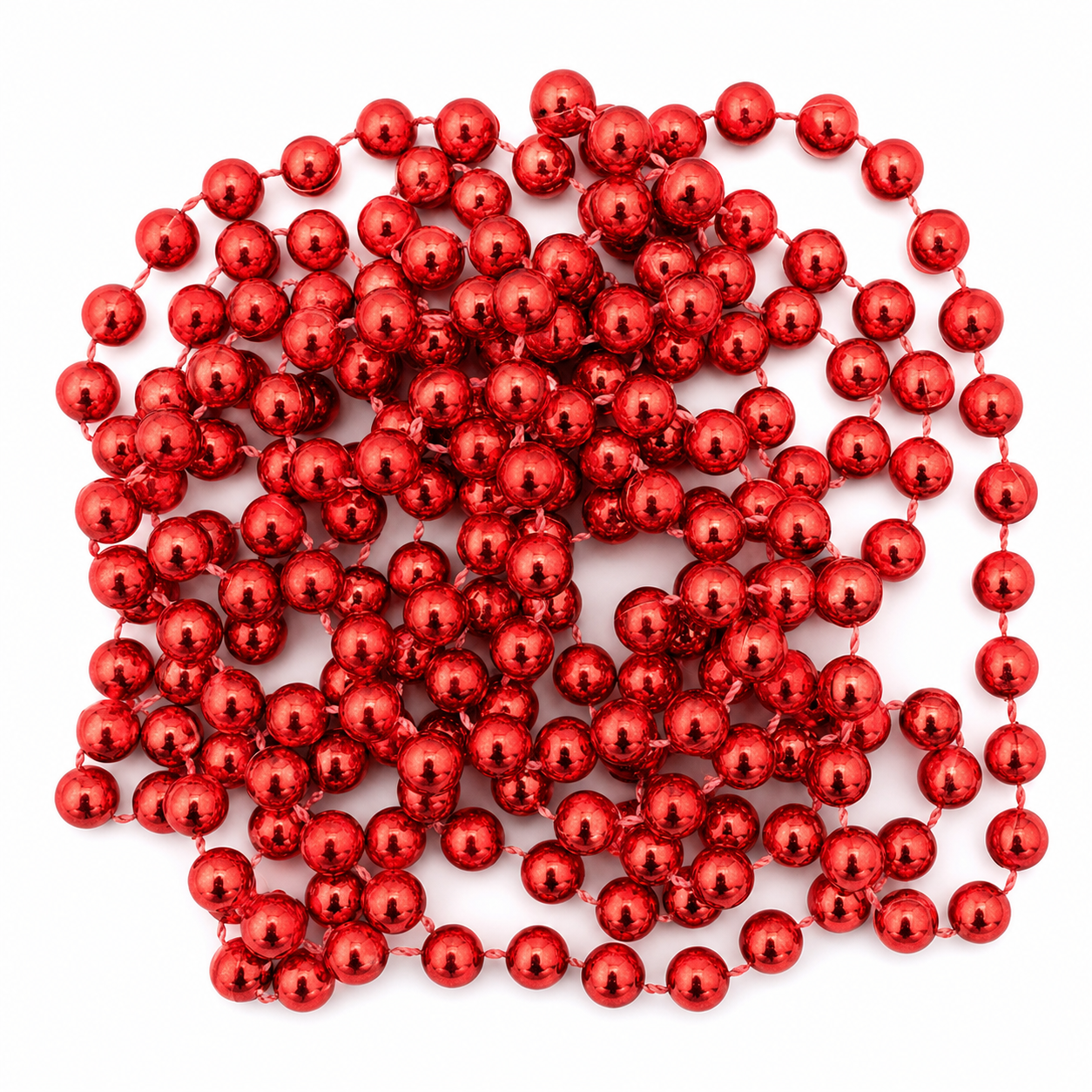 Classic Metallic Red Christmas Tree Bead Garland (2.5m Strand)