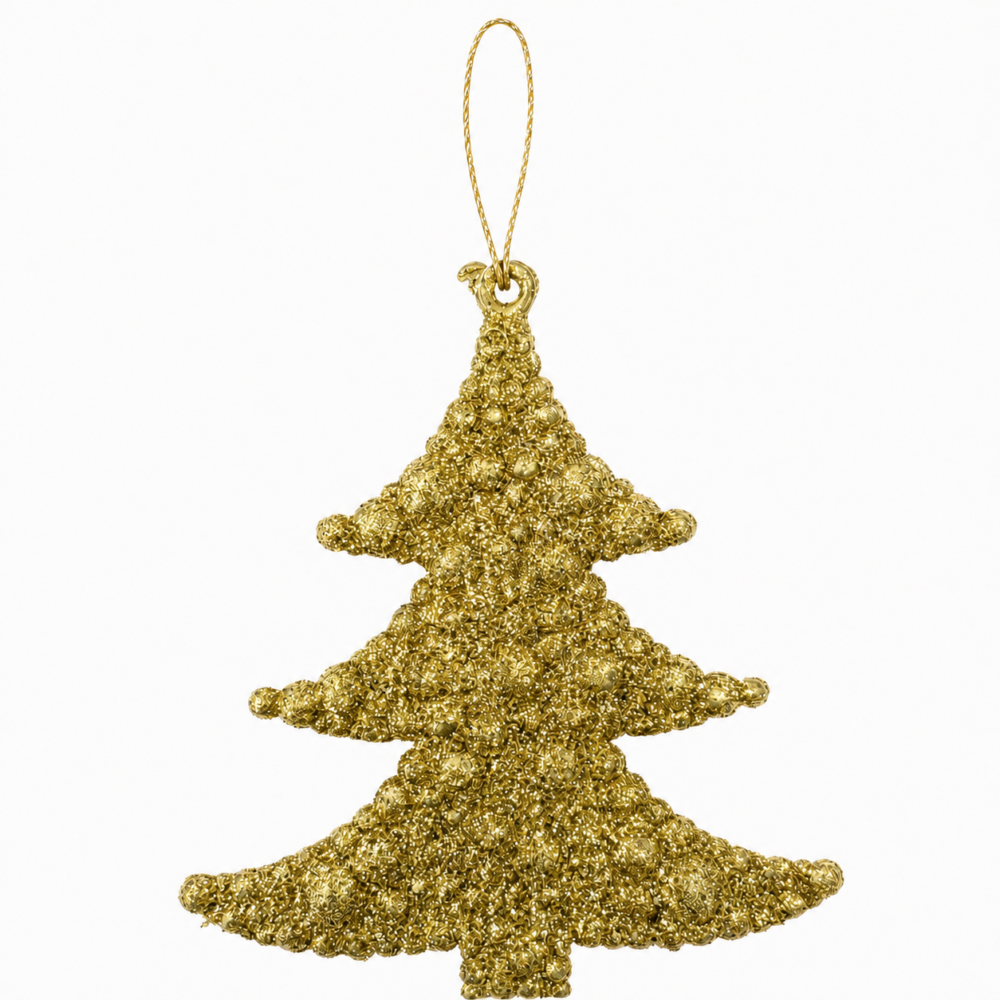 Sparkling Gold Glitter Textured Christmas Tree Ornament