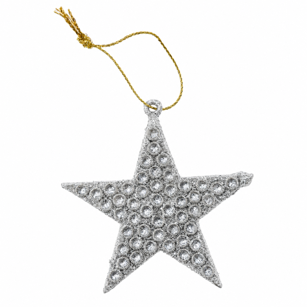 Sparkling Classic Silver Glitter Textured Star Christmas Ornament