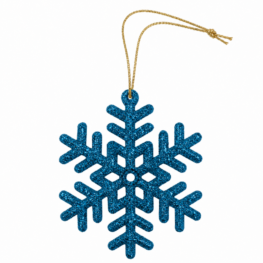 Sparkling Royal Blue Glitter Textured Snowflake Christmas Ornament